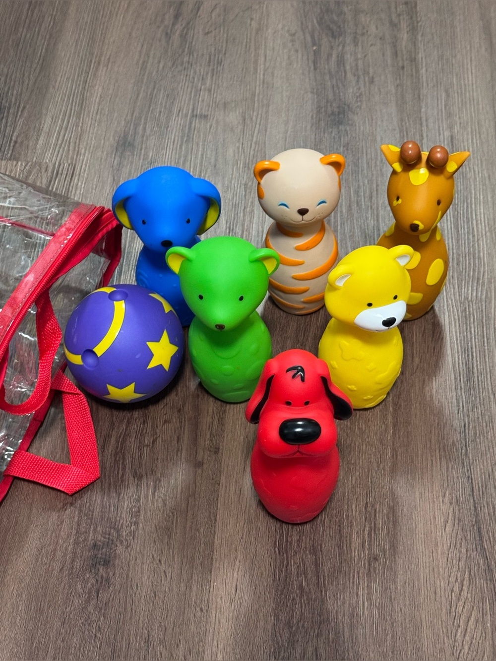 Melissa and Doug Bowling friends toddler bowling set with 6 pins, ball, and bag